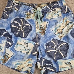 Tommy Bahama Relax Swim Shorts Men's Mesh Lined Hawaiin Tropical Theme Size Lg